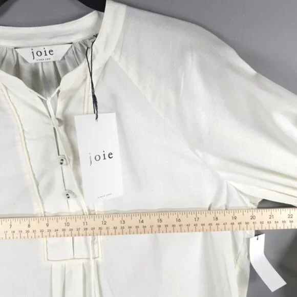 NWT Joie Dracha Porcelain Pleated Top Long Sleeve Top 9118P04950B Size S